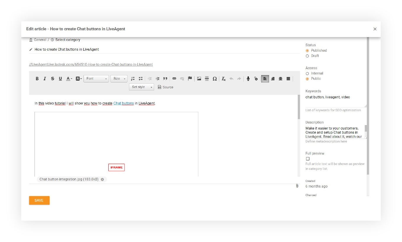 Attachments-in-articles-LiveAgent